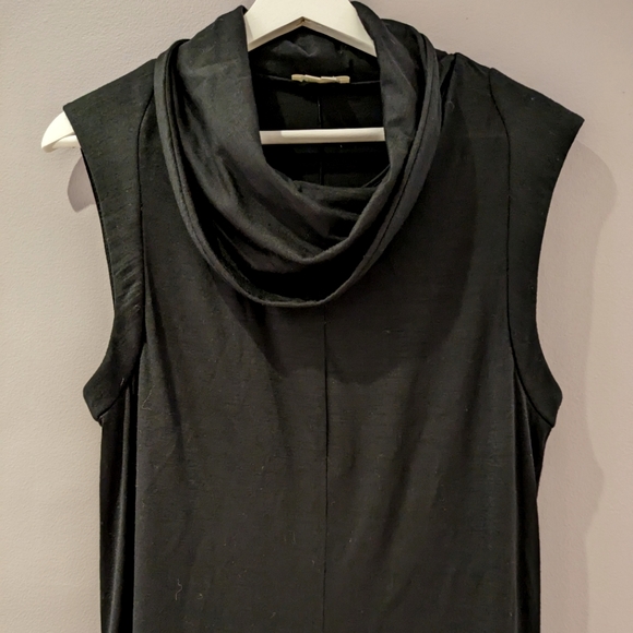 HELMUT LANG Black Wool Cowl Neck Shift Midi Dress size 10 - Picture 3 of 8